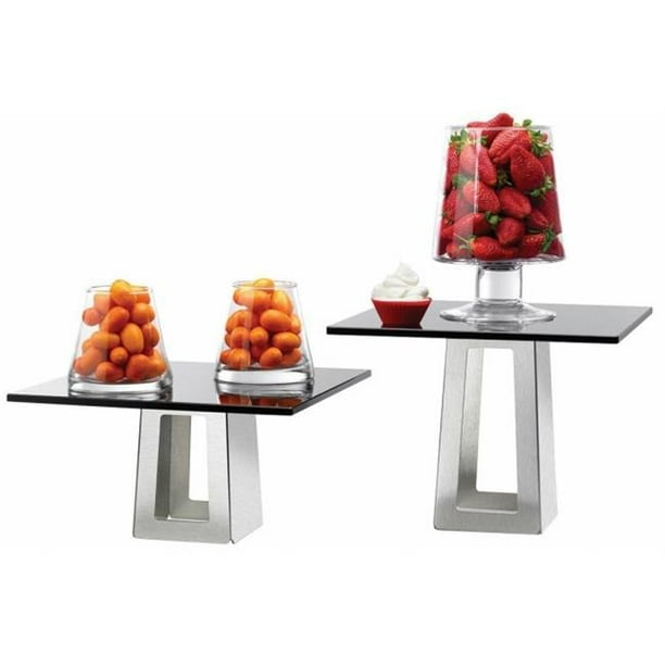Rosseto SK001 5-Piece Skycap Multi-Level Brushed Stainless Steel and Glass Buffet Riser Kit